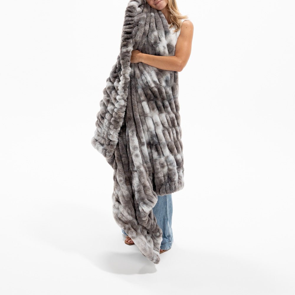 Ripple Faux Fur Blanket - Gray - Sunday Blankets