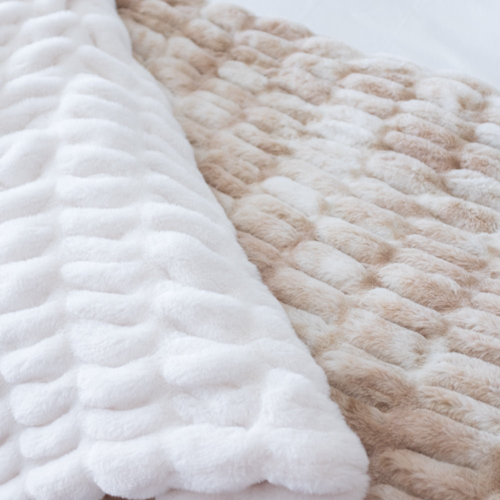 Ripple Faux Fur Blanket - Caramel - Sunday Blankets